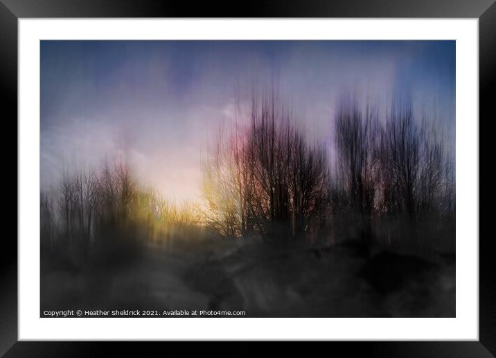 ICM Sunset with Tree Silhouettes Variation Framed Mounted Print by Heather Sheldrick