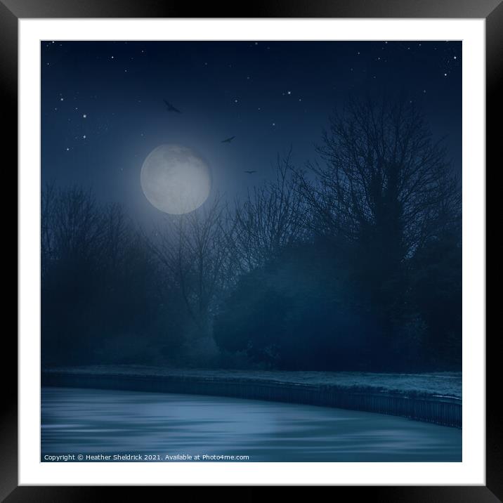 Canal Under Starry Moonlit Sky Framed Mounted Print by Heather Sheldrick