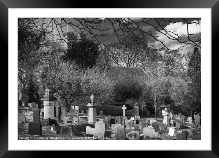 Cemetery Black and White Framed Mounted Print by Heather Sheldrick