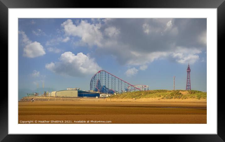 Blackpool Tower and The Big One from St Annes Framed Mounted Print by Heather Sheldrick