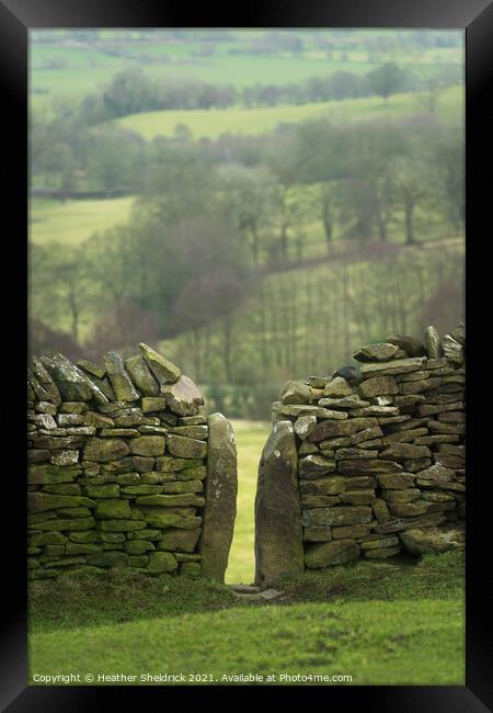 Drystone wall and stile Framed Print by Heather Sheldrick