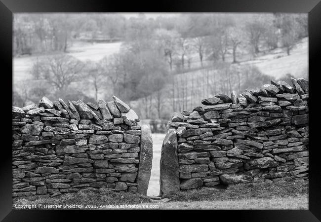 Drystone wall with stile Framed Print by Heather Sheldrick