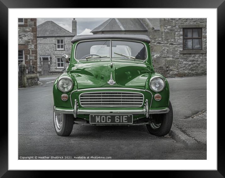 Morris Minor in Green Framed Mounted Print by Heather Sheldrick