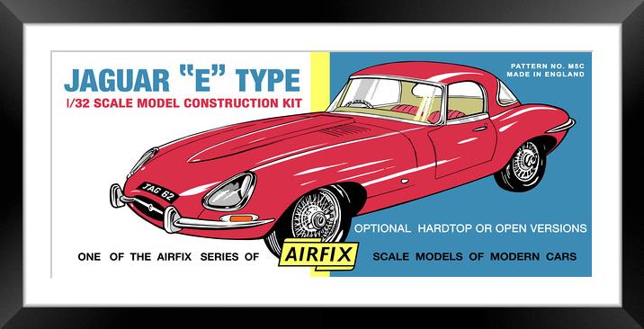 Airfix Jaguar E Type (licensed by Hornby) Framed Mounted Print by Phillip Rhodes