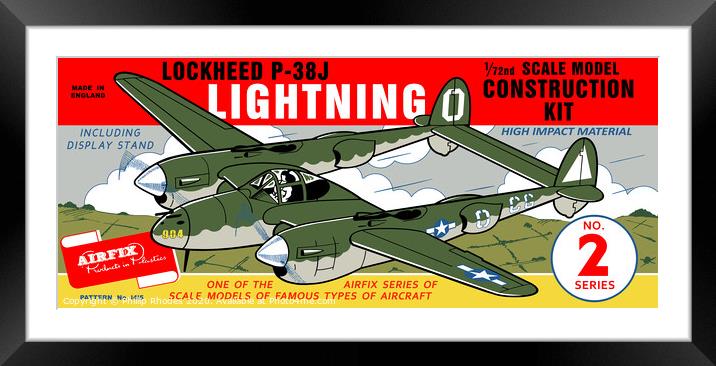 Airfix Lockheed P38 Lightning (licensed by Hornby) Framed Mounted Print by Phillip Rhodes