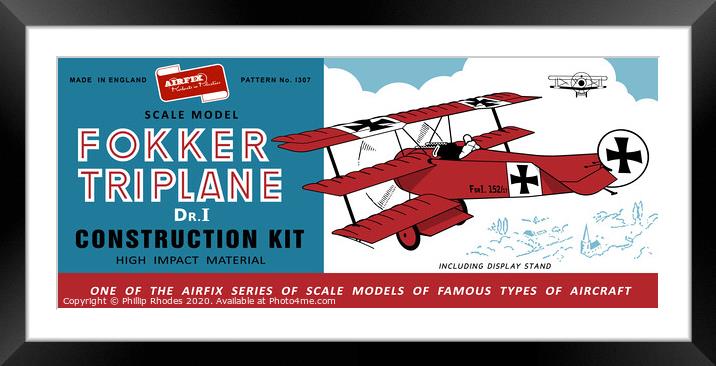 Airfix Fokker Triplane (licensed by Hornby) Framed Mounted Print by Phillip Rhodes