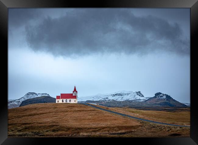 Ingjaldsholl Church, Snaefellsnes Iceland Framed Print by Lesley Moran
