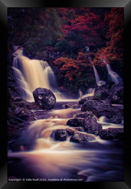Inversnaid falls Loch Lomond. Framed Print by Sally Ryall