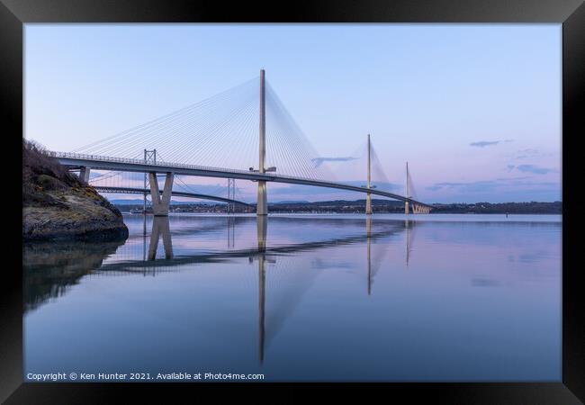 Queensferry Crossing Reflections Framed Print by Ken Hunter