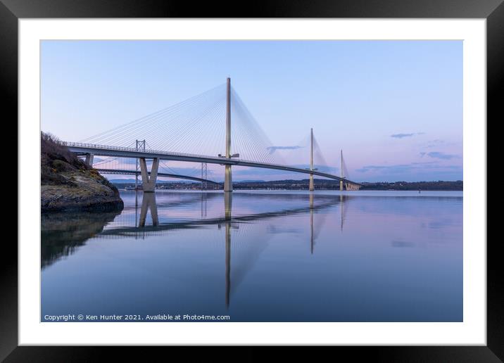 Queensferry Crossing Reflections Framed Mounted Print by Ken Hunter