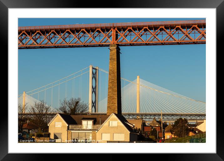 The Three Forth Bridges in Abstract Comparison Framed Mounted Print by Ken Hunter