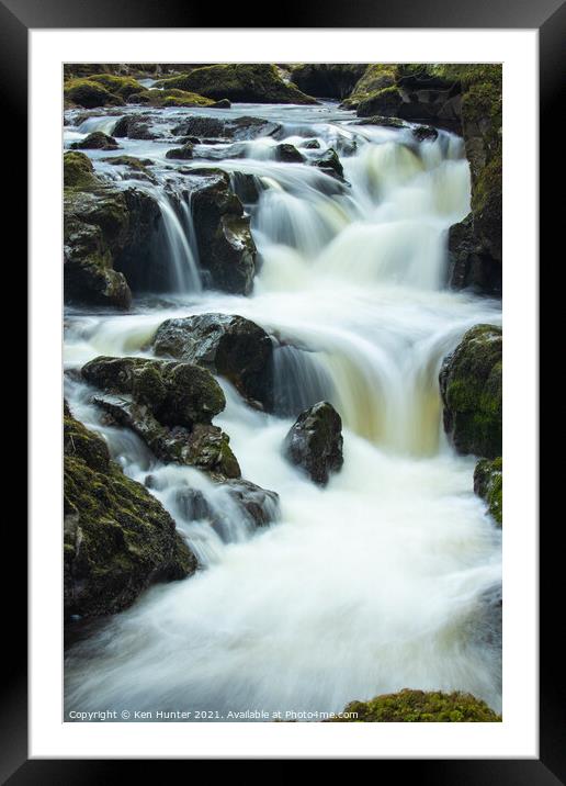 River Devon Falls Framed Mounted Print by Ken Hunter
