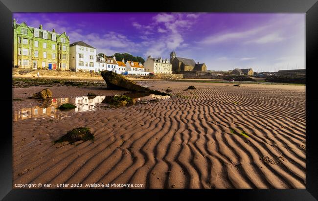 Reflections at Salmon Rock (Kinghorn Beach) Framed Print by Ken Hunter