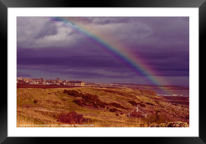Rainbow Over Crail Framed Mounted Print by Ken Hunter