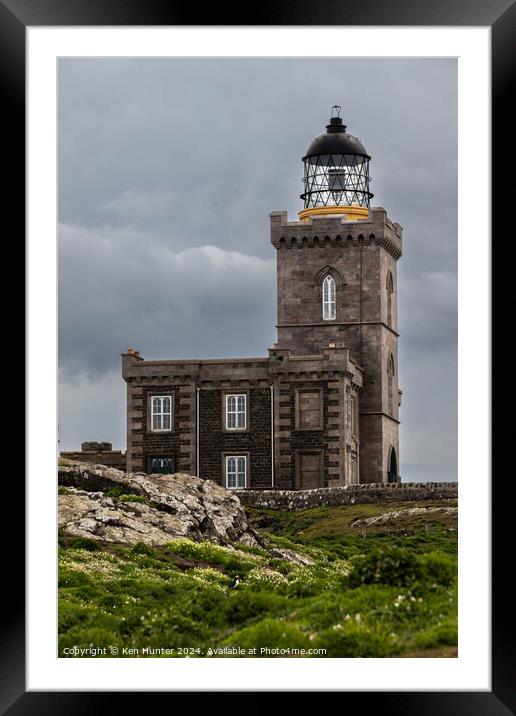 May Island Lighthouse(1) Framed Mounted Print by Ken Hunter