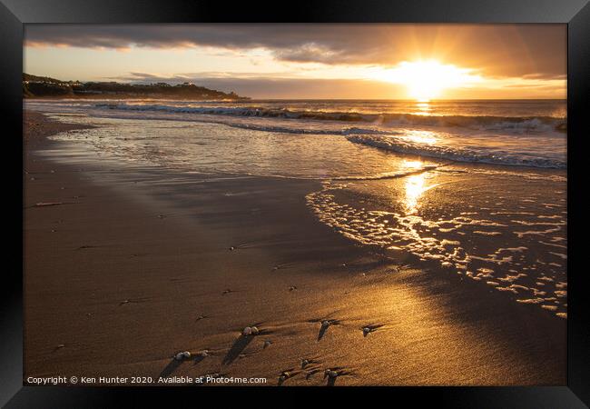 Beach Sunrise Framed Print by Ken Hunter