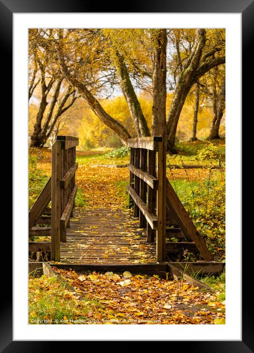 Bridge into Autumn at Rannoch, Scotland Framed Mounted Print by Ken Hunter