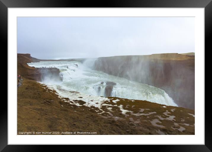   The Gullfoss Waterfall, Iceland Framed Mounted Print by Ken Hunter