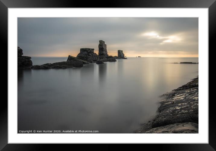 Morning Reflections - The Old Sea Wall, Kirkcaldy Framed Mounted Print by Ken Hunter