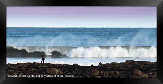 Watching the Breaking Wave Framed Print by Ken Hunter
