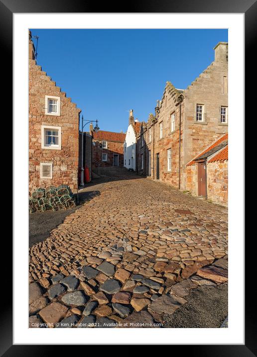 Crail Harbour Streetscape Framed Mounted Print by Ken Hunter