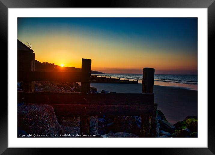 Amroth Groins at Sunrise Framed Mounted Print by Paddy Art