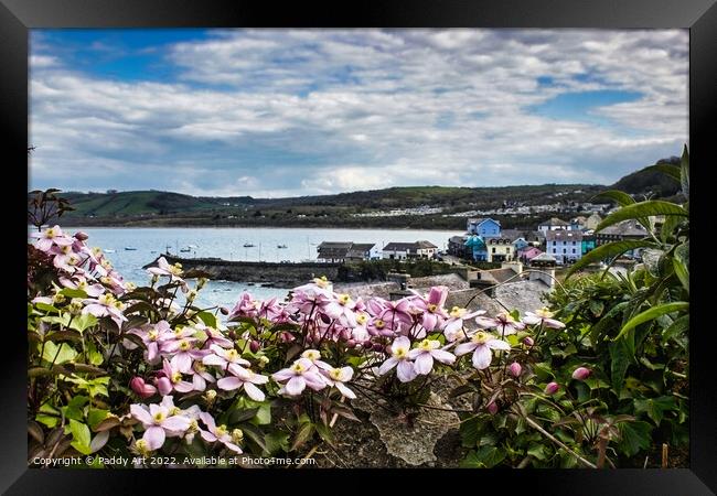 New Quay through the Clematis. Framed Print by Paddy Art