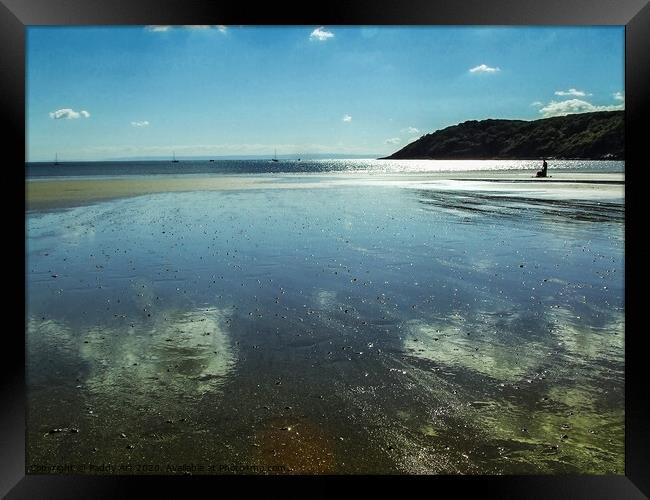 Reflecting on Oxwich Bay, Gower. Framed Print by Paddy Art