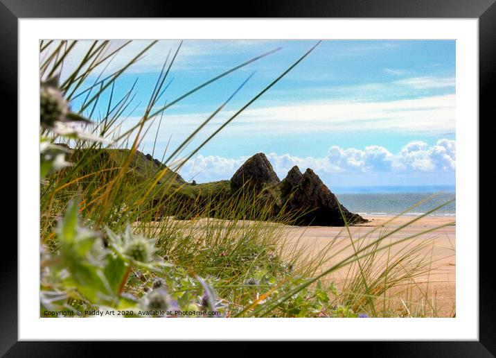 Three Cliffs - Gower, Through the Marram Framed Mounted Print by Paddy Art
