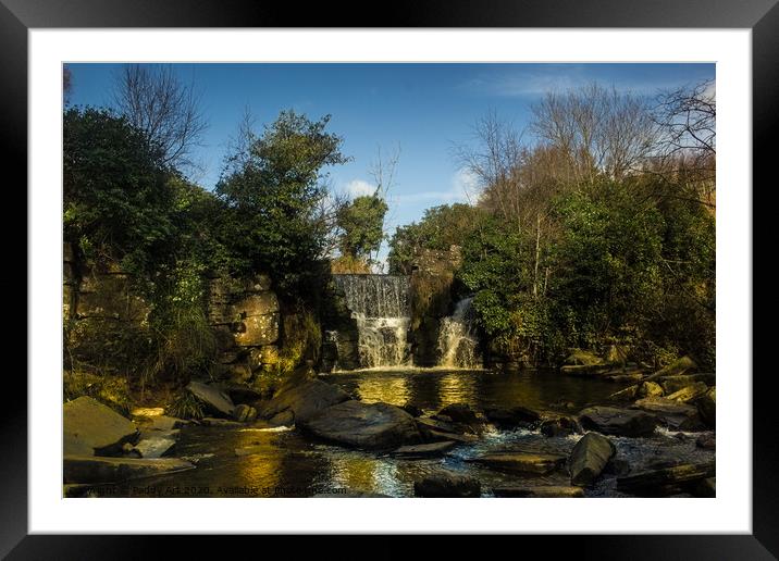 Waterfall in Penllergaer Woods Framed Mounted Print by Paddy Art