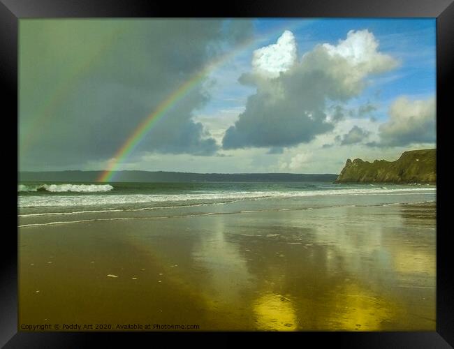 Rainbows over the Bay - Gower Framed Print by Paddy Art