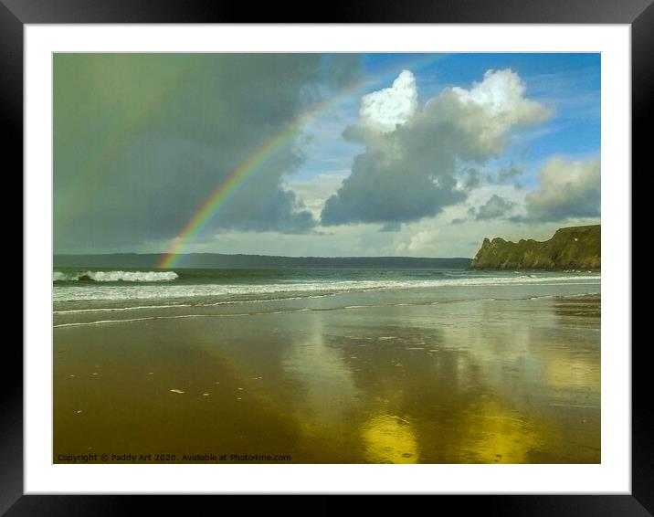 Rainbows over the Bay - Gower Framed Mounted Print by Paddy Art