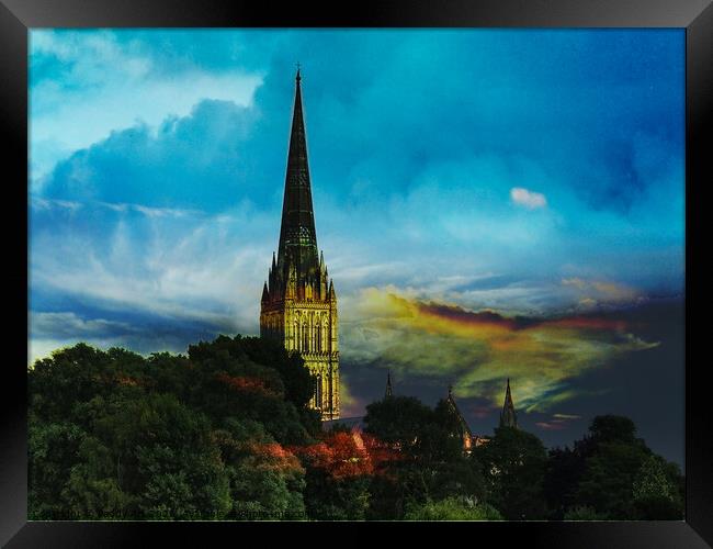Salisbury Cathedral Standing Tall Framed Print by Paddy Art