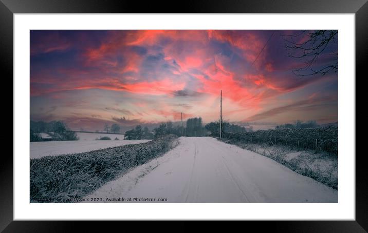 Winter sunset along the lanes Framed Mounted Print by Paul Tyzack