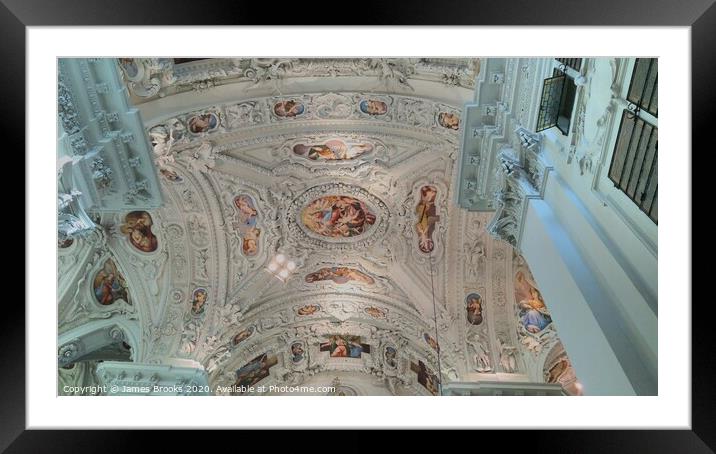 The Ceiling of the Basilica at Mariazell Framed Mounted Print by James Brooks