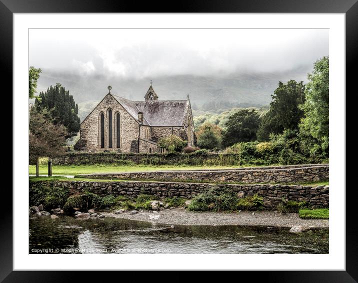 Beddgelert church, Snowdonia National Park, Wales Framed Mounted Print by Stephen Munn