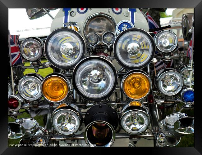 Vespa 'Tommy' scooter lights Framed Print by Stephen Munn