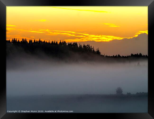 Fritham Cross misty dawn, New Forest National Park Framed Print by Stephen Munn