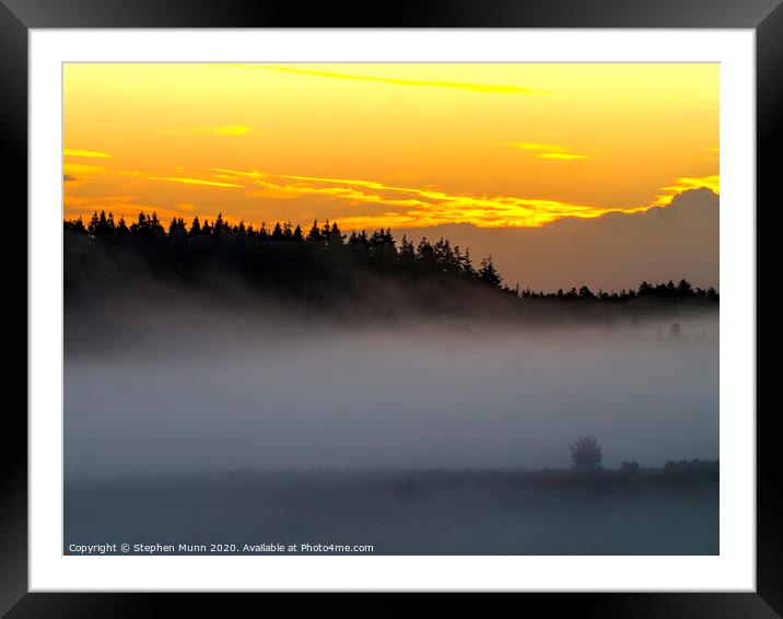 Fritham Cross misty dawn, New Forest National Park Framed Mounted Print by Stephen Munn