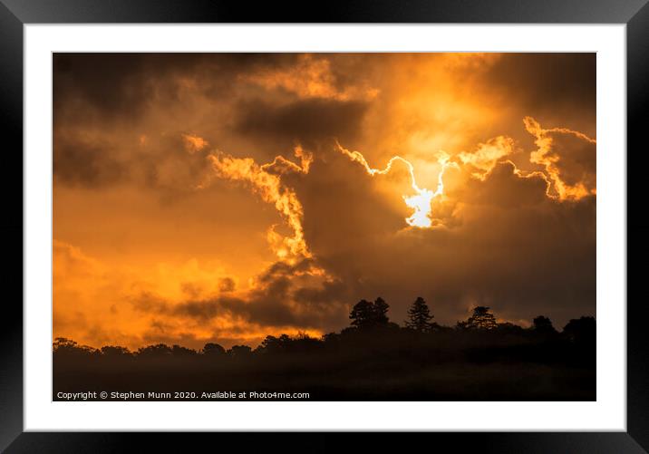 Sunset sky over New Forest National Park  Framed Mounted Print by Stephen Munn