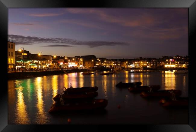 St Ives Harbour at Night Framed Print by Sarah Stevens