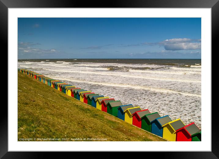 Beach Huts, Whitby, North Yorkshire Framed Mounted Print by Michael Shannon