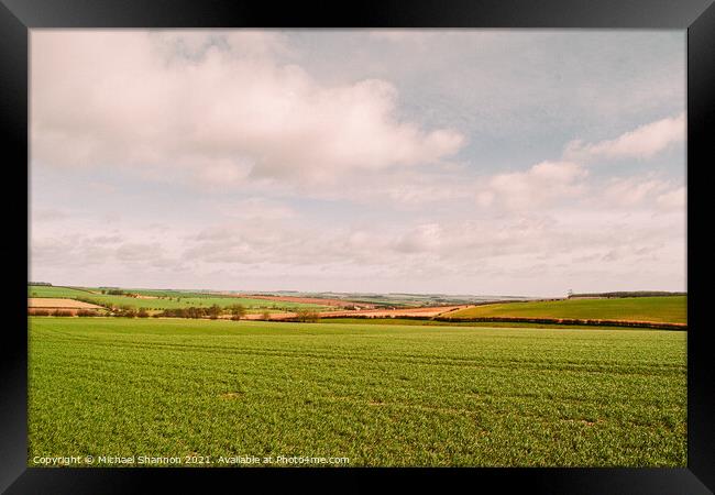 The Yorkshire Wolds near the village of Kirby Grin Framed Print by Michael Shannon