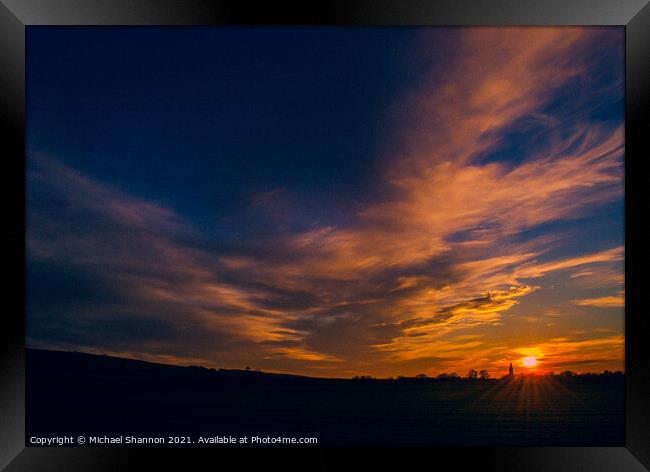 Sunset at the edge of the Yorkshire Wolds, East He Framed Print by Michael Shannon