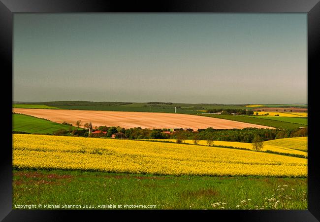 Landscape of the Yorkshire Wolds near Kirby Grinda Framed Print by Michael Shannon