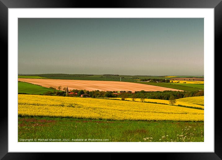 Landscape of the Yorkshire Wolds near Kirby Grinda Framed Mounted Print by Michael Shannon