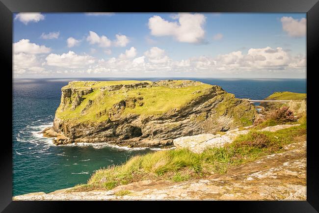 Tintagel Island on the North Coast of Cornwall Framed Print by Michael Shannon