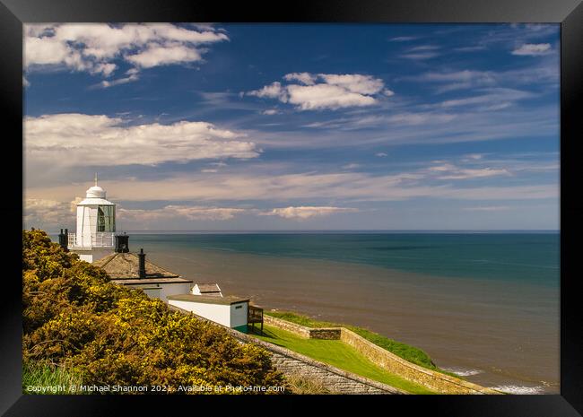 View out to sea from Whitby Lighthouse Framed Print by Michael Shannon