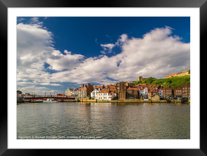 Whitby - swing bridge and quayside Framed Mounted Print by Michael Shannon