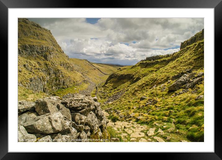 Watlowes Dry Valley close to Malham Cove Framed Mounted Print by Michael Shannon